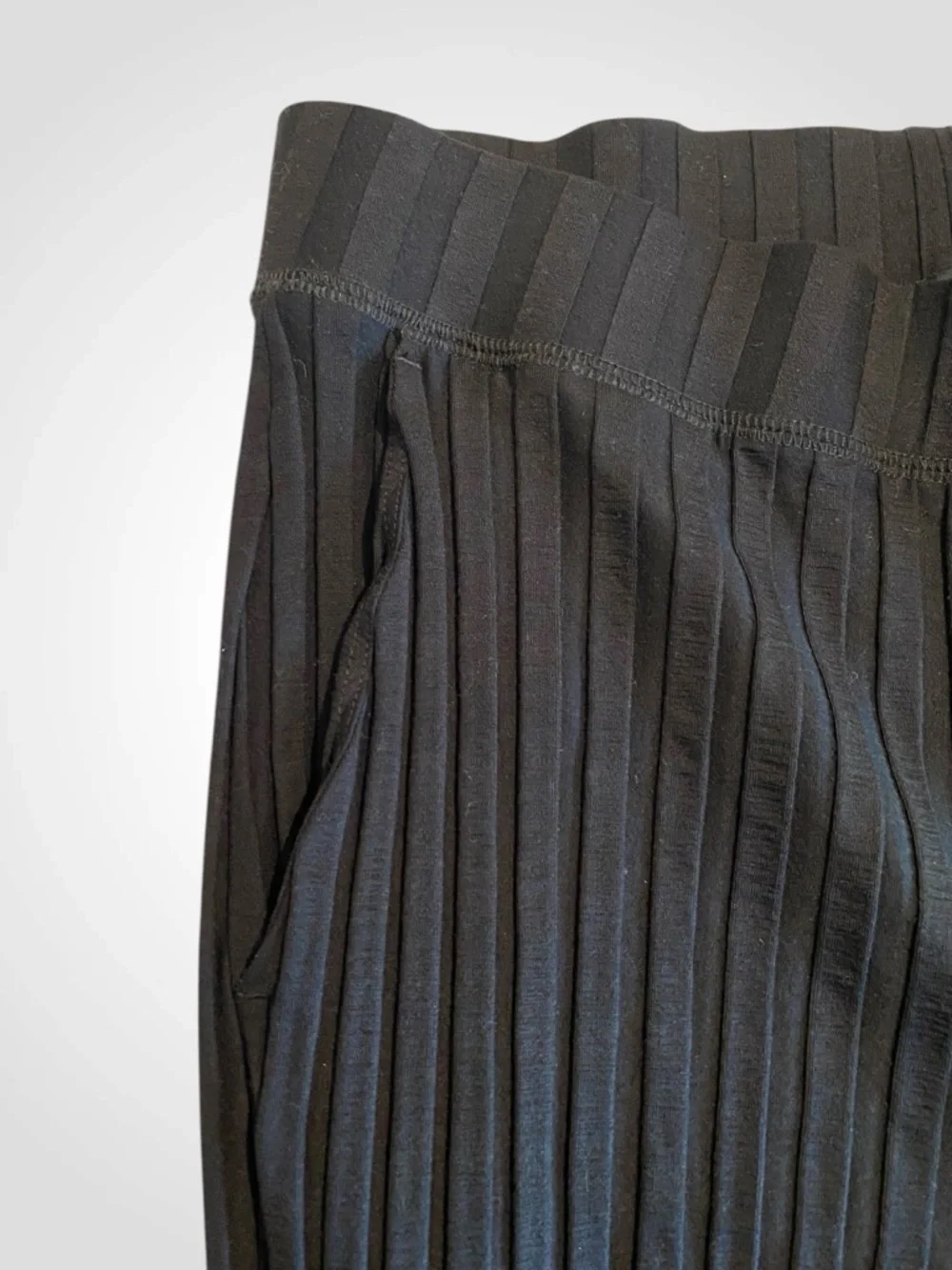 Eileen Fisher Black Ribbed Wide-Leg Cropped Pants with Side Slits NWOT Size M - Picture 11 of 14